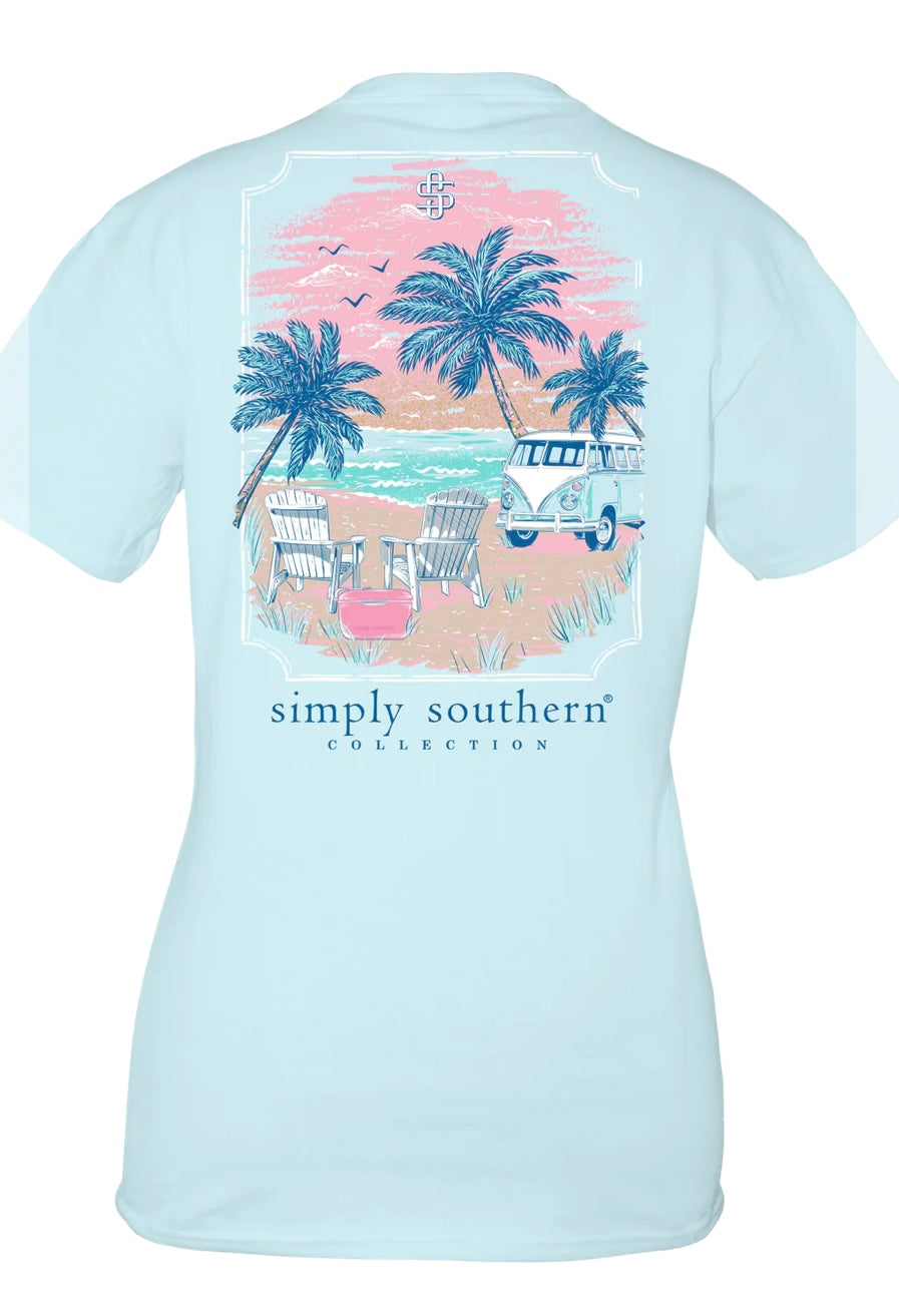 SS Youth palm tree beach tee