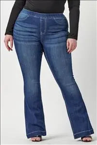 Curvy Mid Rise Flare 33in dark denim