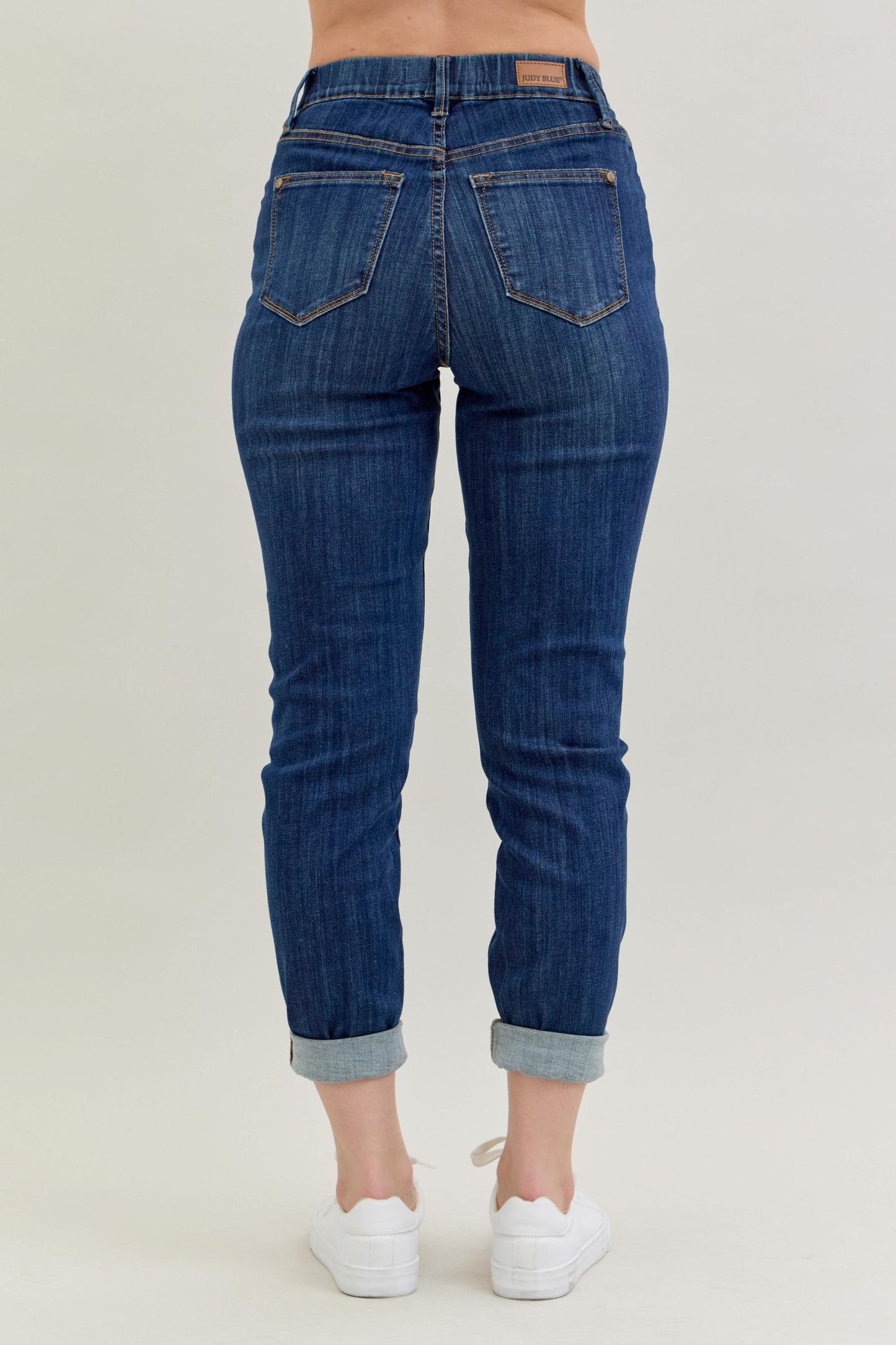 Judy Blue High Waist Pull On Double Cuff Slim Jean - Dark Wash
