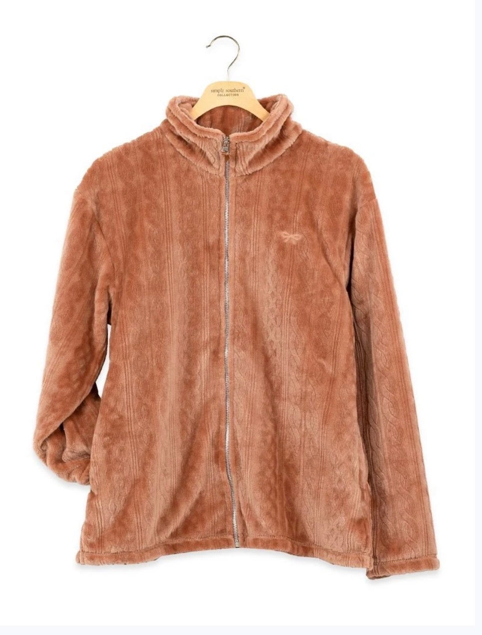 Simply Southern elsie full zip plush jacket Mocha