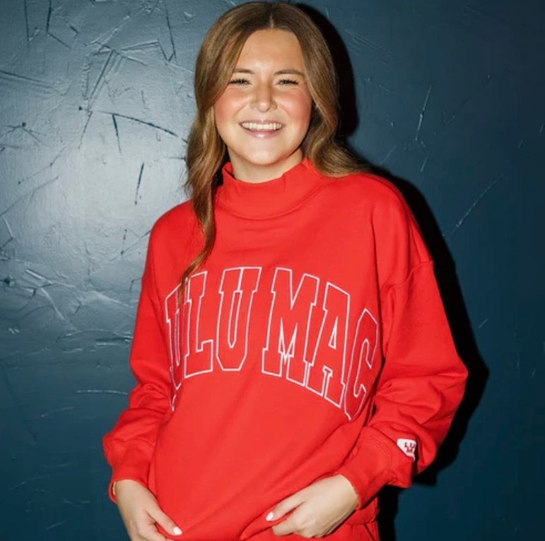 LULU MAC RED MOCK NECK SWEATSHIRT