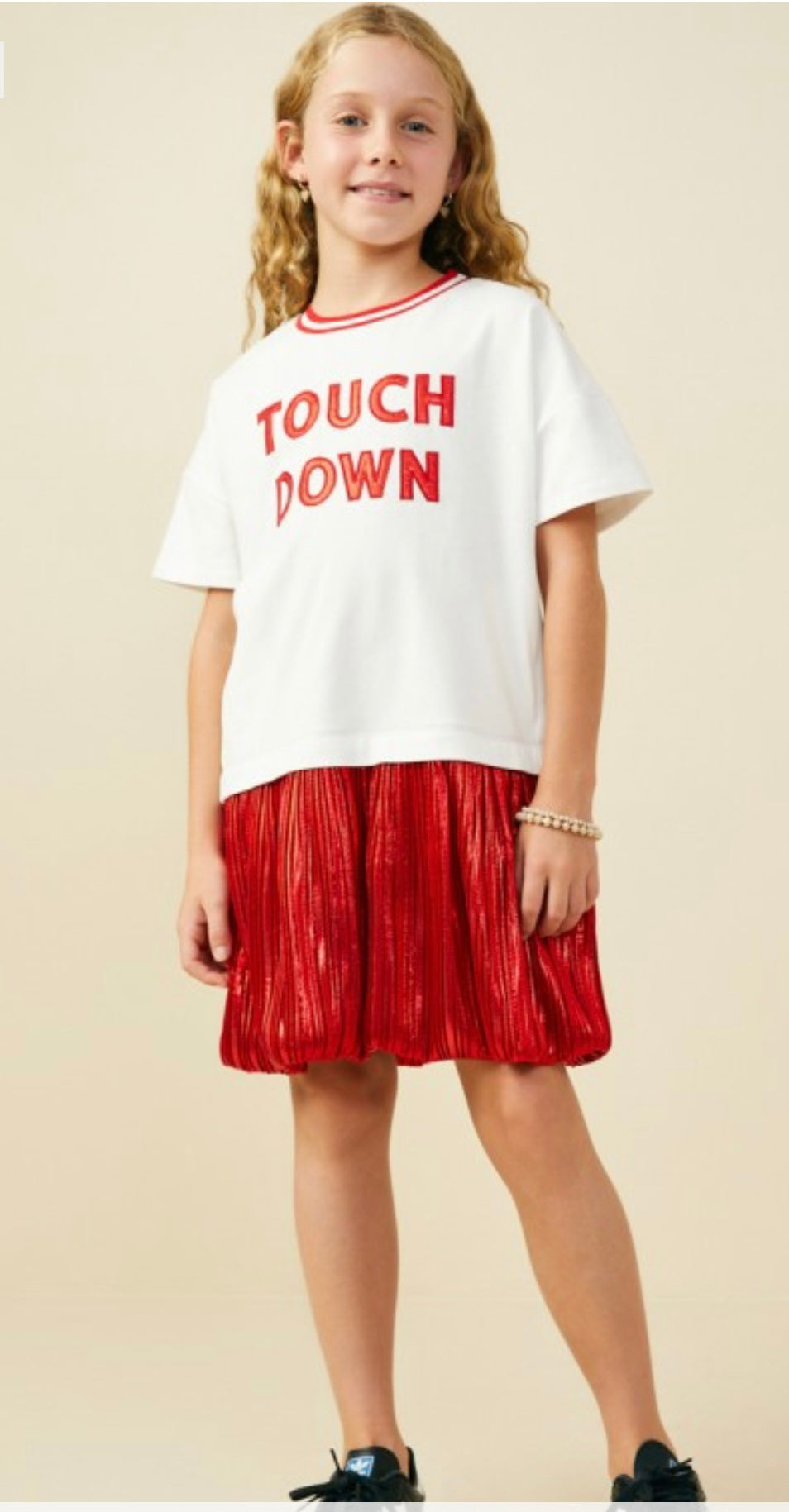 Girls Gameday Mix Media Touchdown Dress in Red