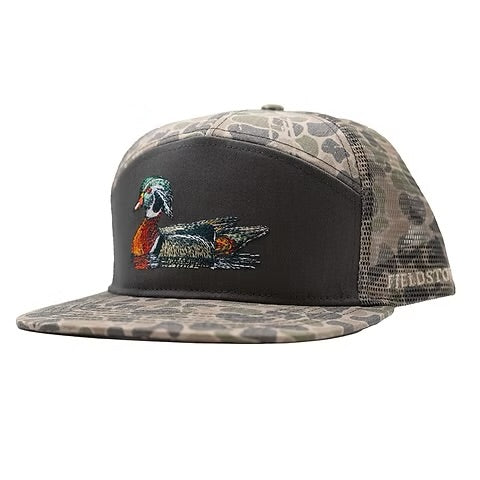 Youth 7 panel backwoods camo wood duck hat