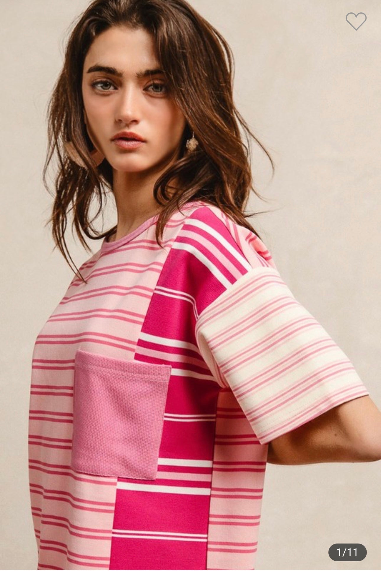 STRIPE MIX AND MATCH FRONT POCKET TOP