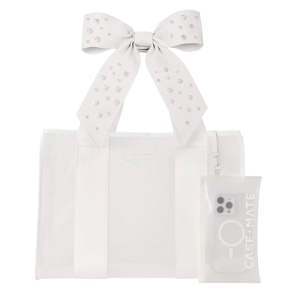 Casemate jelly tote bag ivory pearl bow