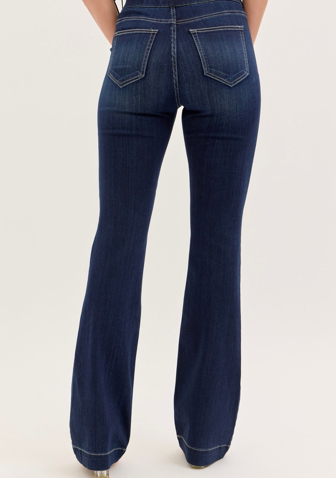 Cello High Rise Pull On Flare Jegging- Dark Denim