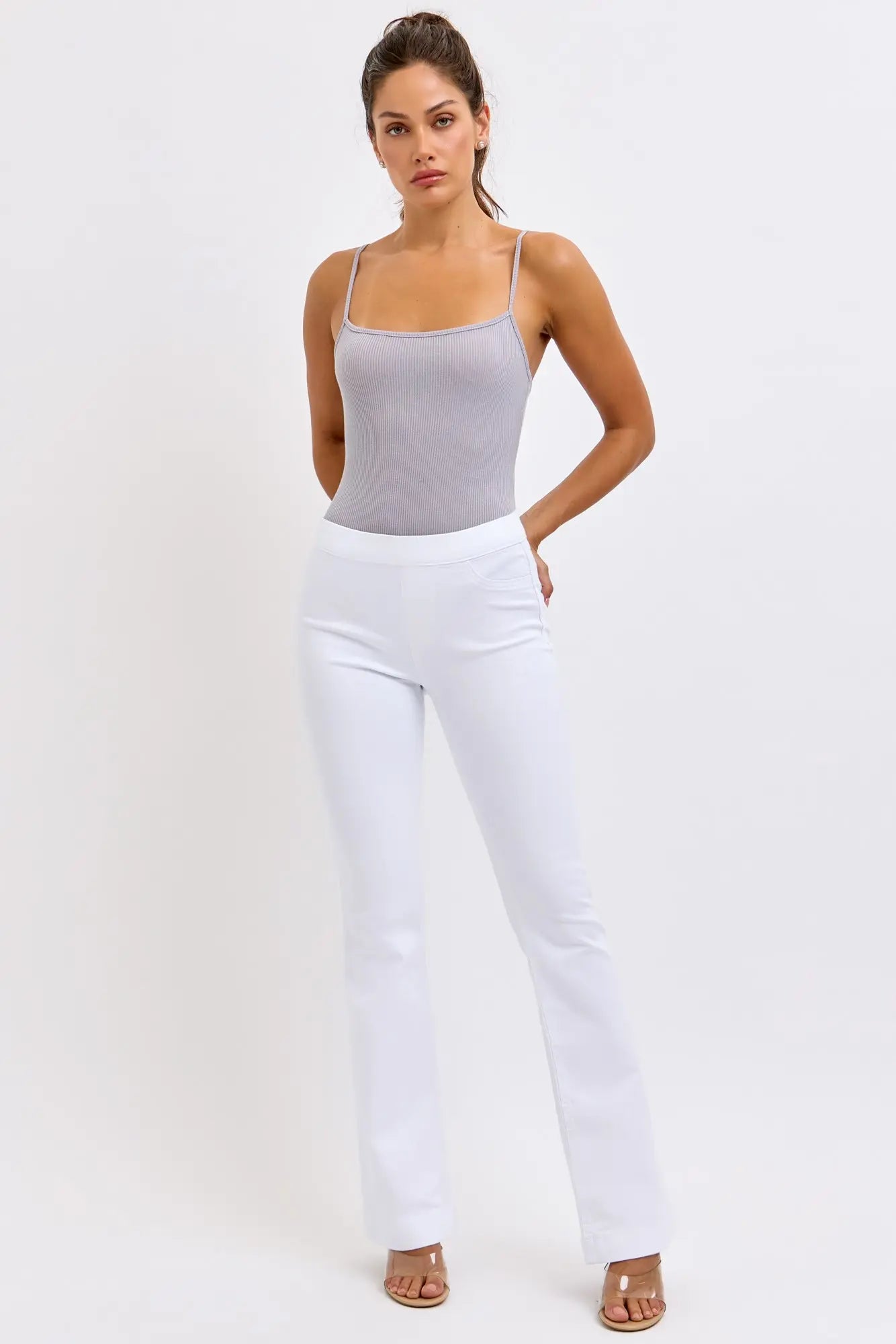 Cello Mid Rise Pull On Jeans in White