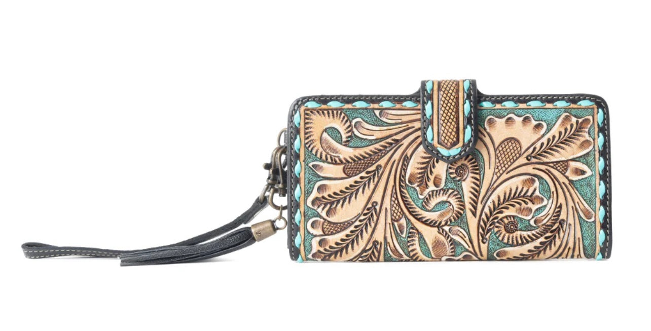Myra Bag | Western Swing Hand-Tooled Wristlet Wallet