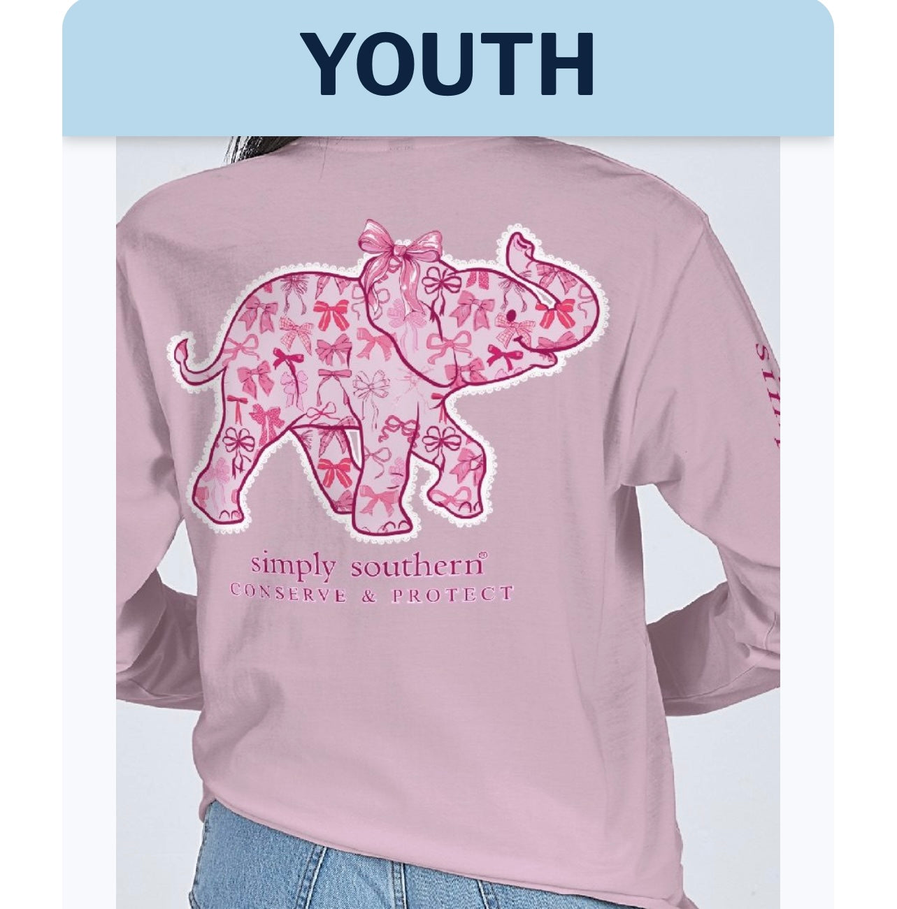 Simply Southern YOUTH Bow Elephant Tracking Short Sleeve
