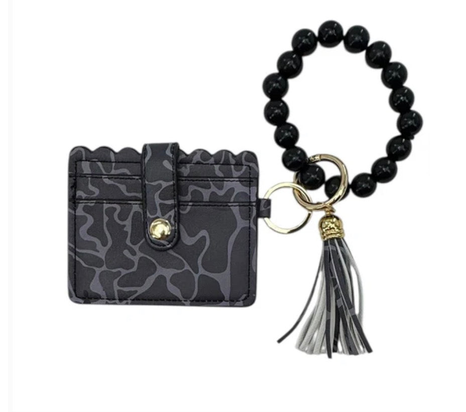 Lulu Mac Black Camo Beaded Keychain