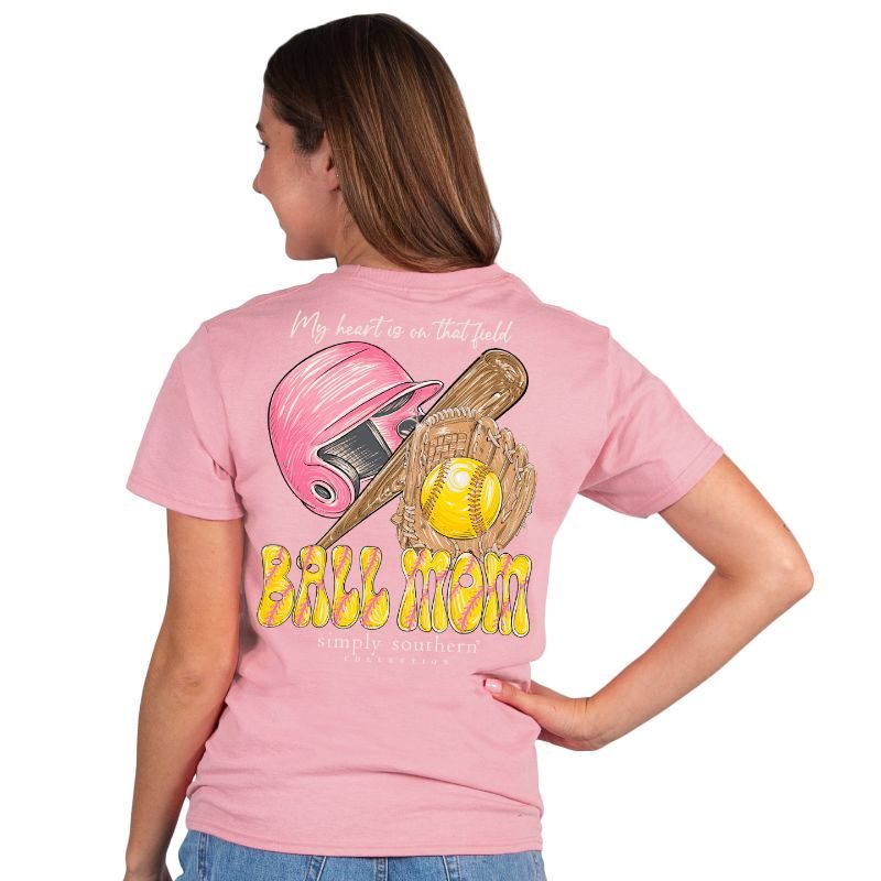 Simply Southern “sofball mom " Short Sleeve Tee