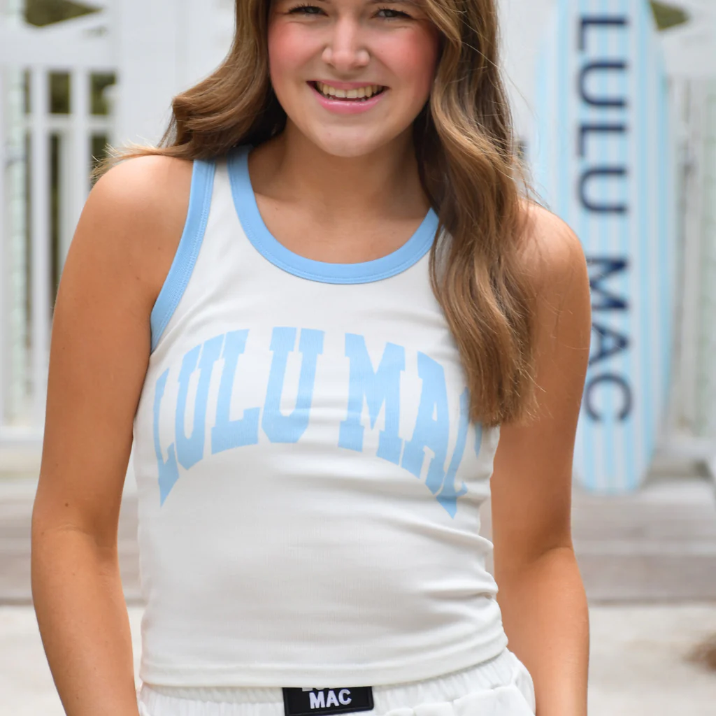 LULU Mac Light Blue and White Tank