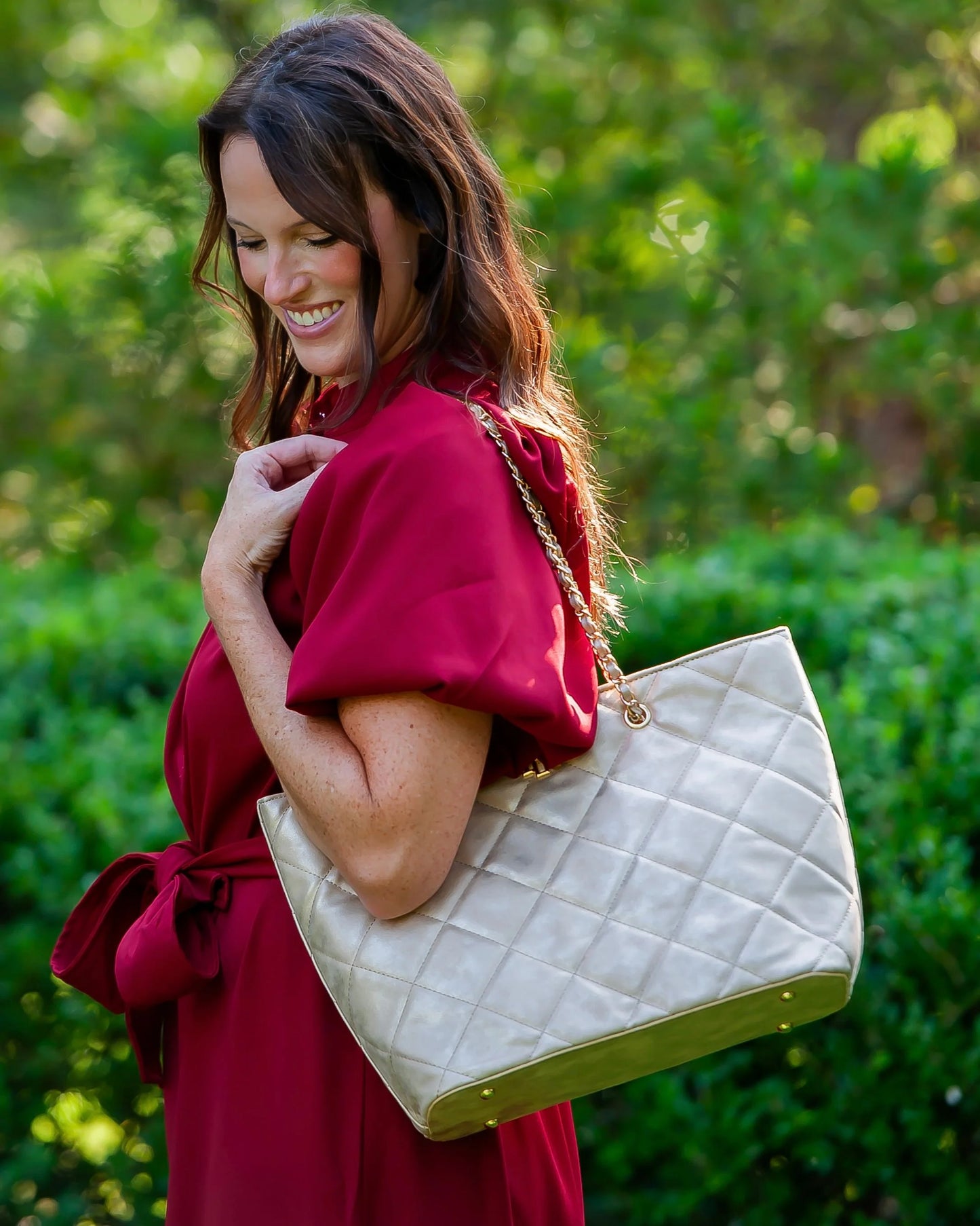 Quentin Quilted Tote | Gold Shimmer