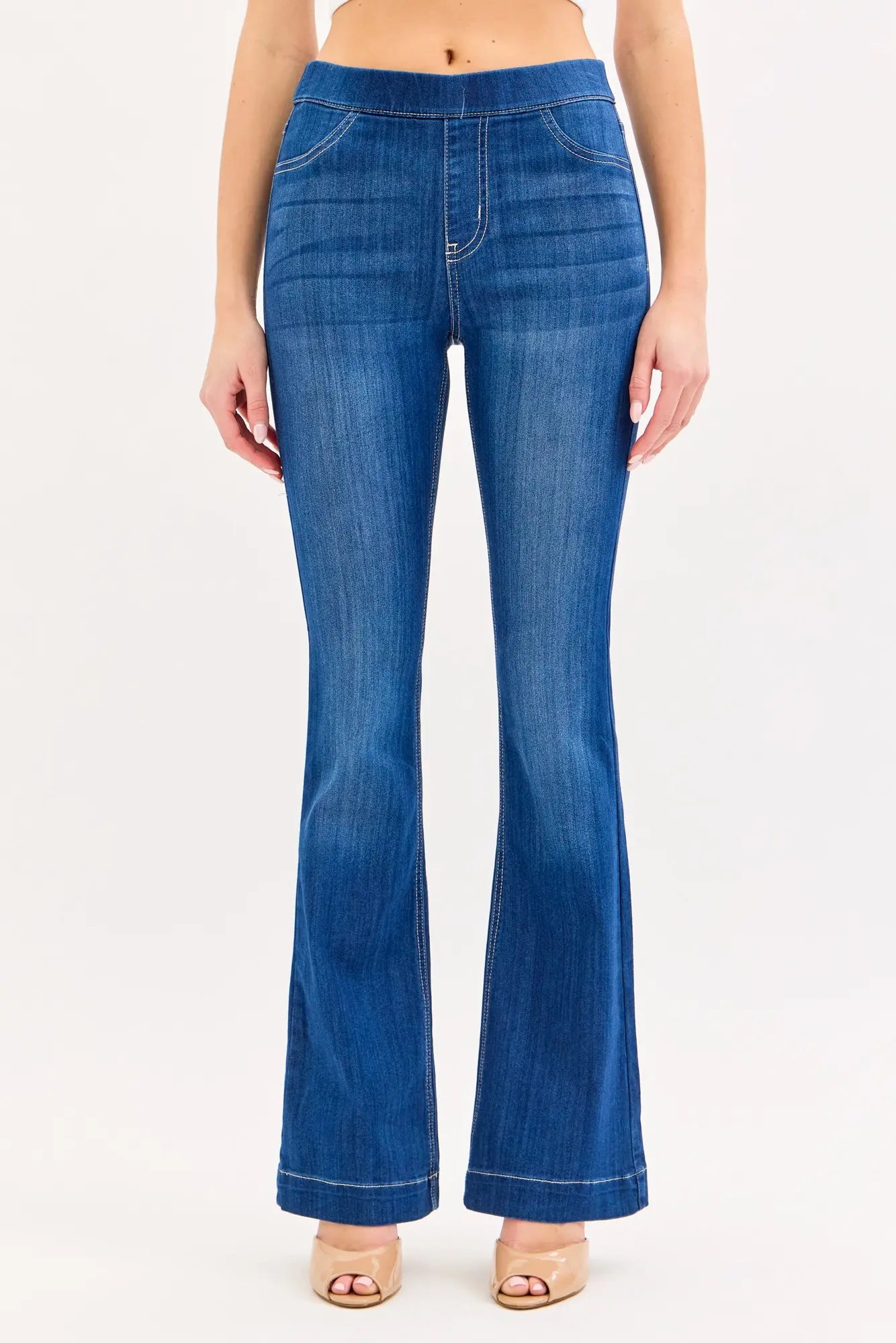 cello dark wash regular length mid rise flare jeggings