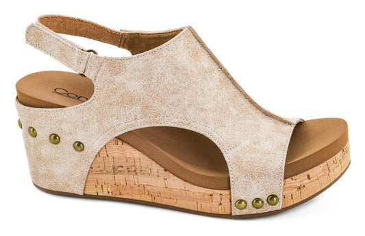 Sand distressed Carley wedges