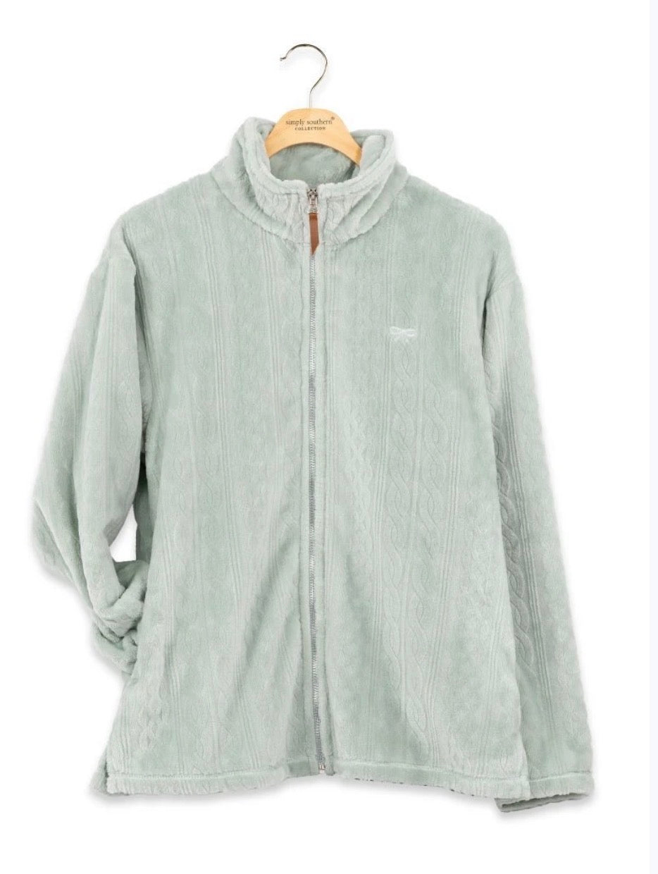 Simply Southern elsie full zip plush jacket harbor