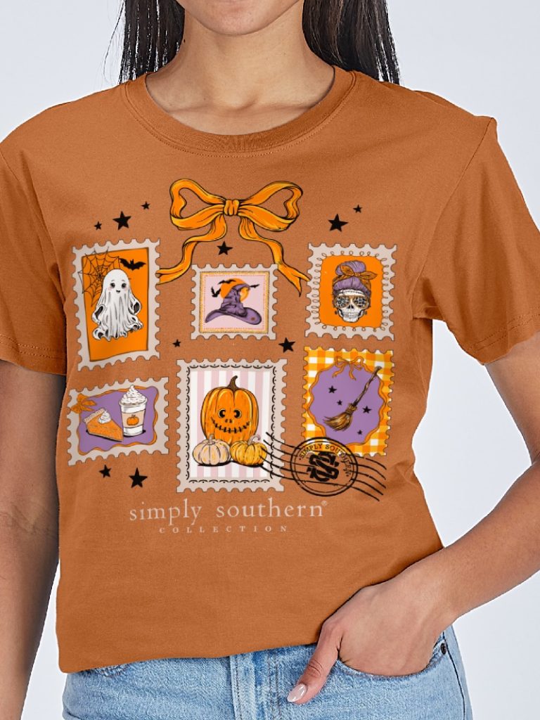 Simply Southern “fall stamp” Youth Short Sleeve Shirt