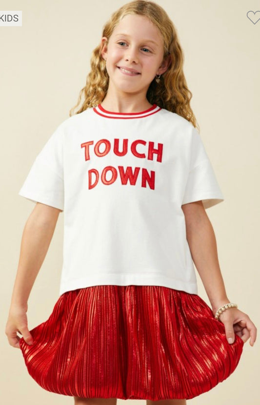 Girls Gameday Mix Media Touchdown Dress in Red