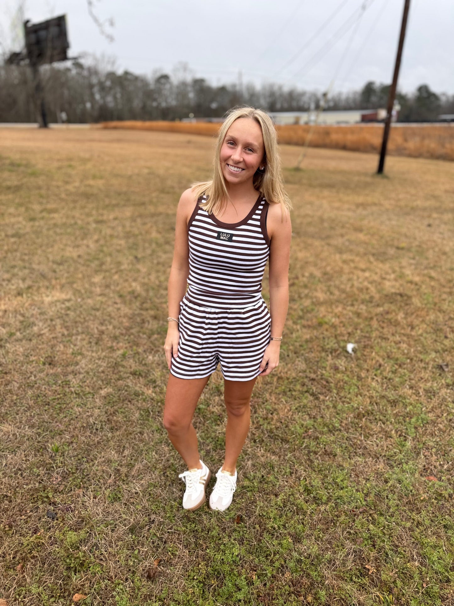 LULU Mac Brown stripe tank