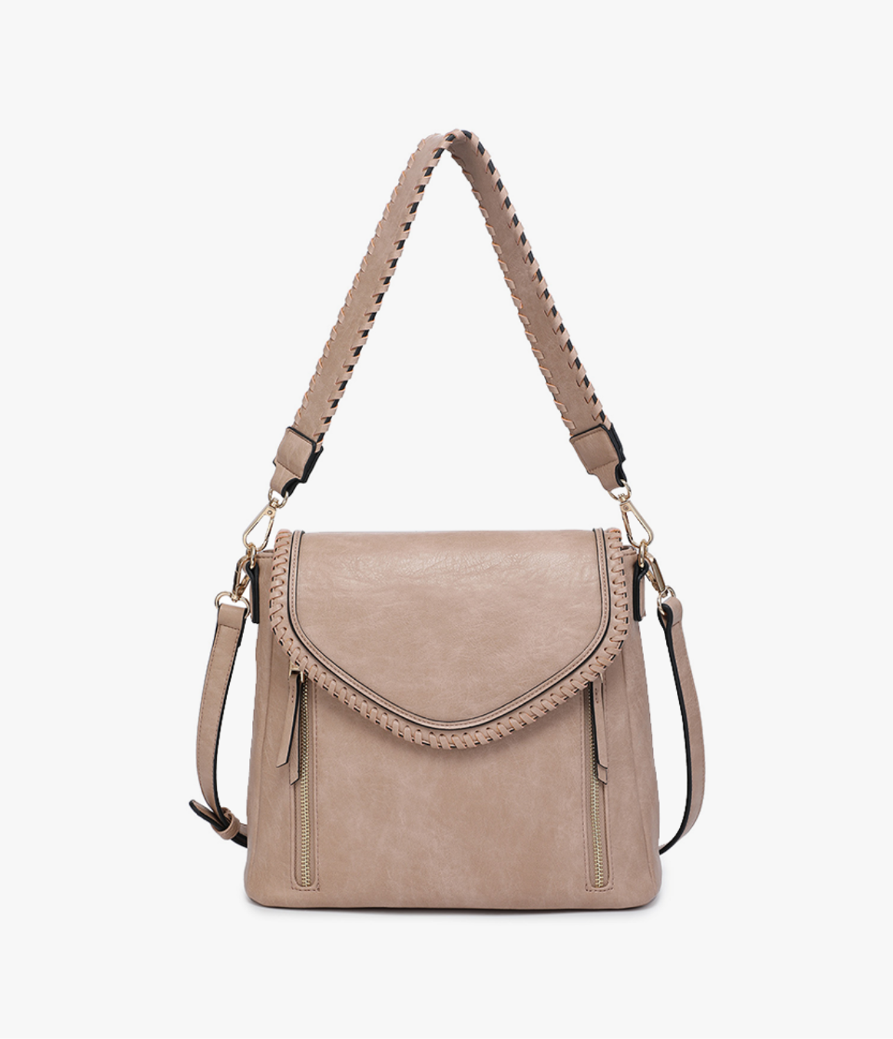 Lorelei Double Zip Whipstitch Trim Crossbody