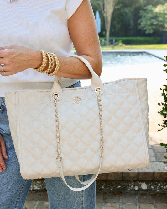 Melissa Tote Bag | Cream Quilted DQ