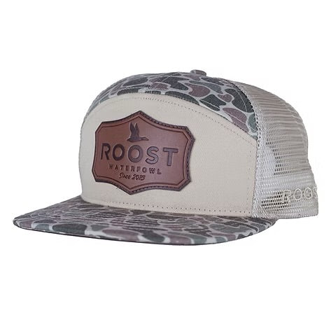 Roost Camo 7 Panel Shield Leather Patch Hat