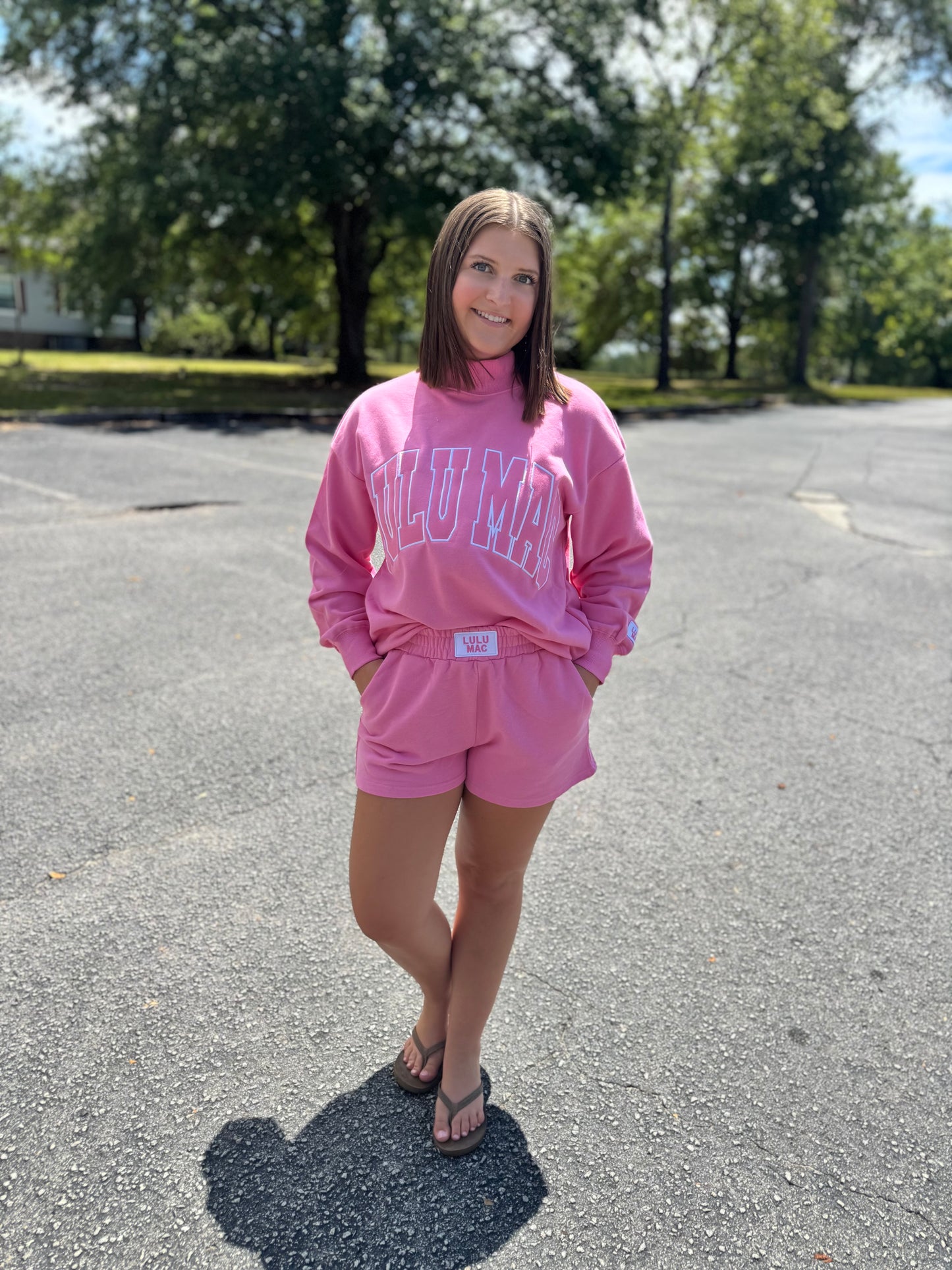 LULU MAC HOT PINK MOCK NECK SWEATSHIRT
