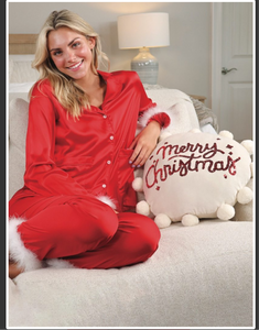 Simply Southern red satin fur Pj Set