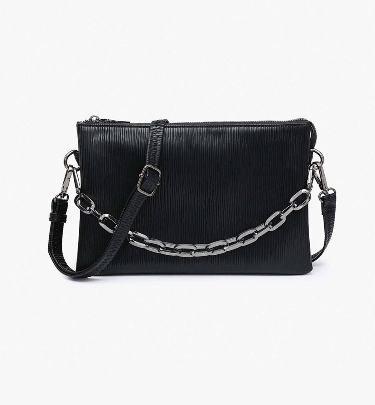 Izzy Textured Crossbody w/ Chain Strap
