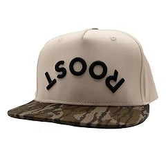 Roost Bottomland Camo Bill Logo Hat Fieldstone ￼