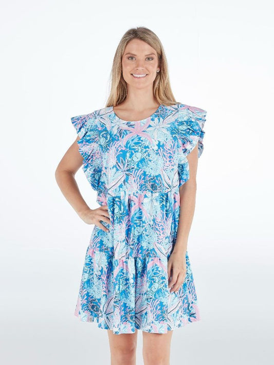 Simply Southern reef ruffle sleeve dress