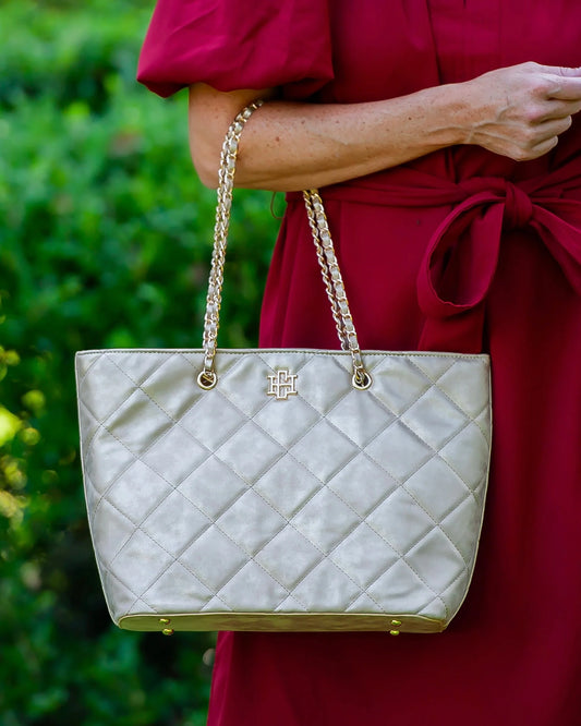 Quentin Quilted Tote | Gold Shimmer