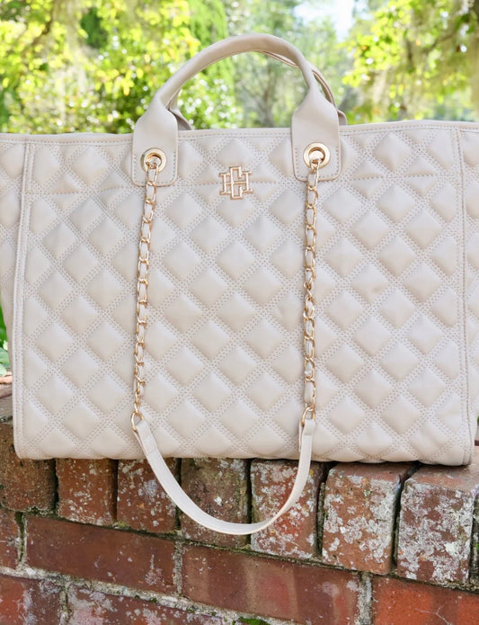 Caroline Hill - Melissa Tote Bag | Nude Quilted