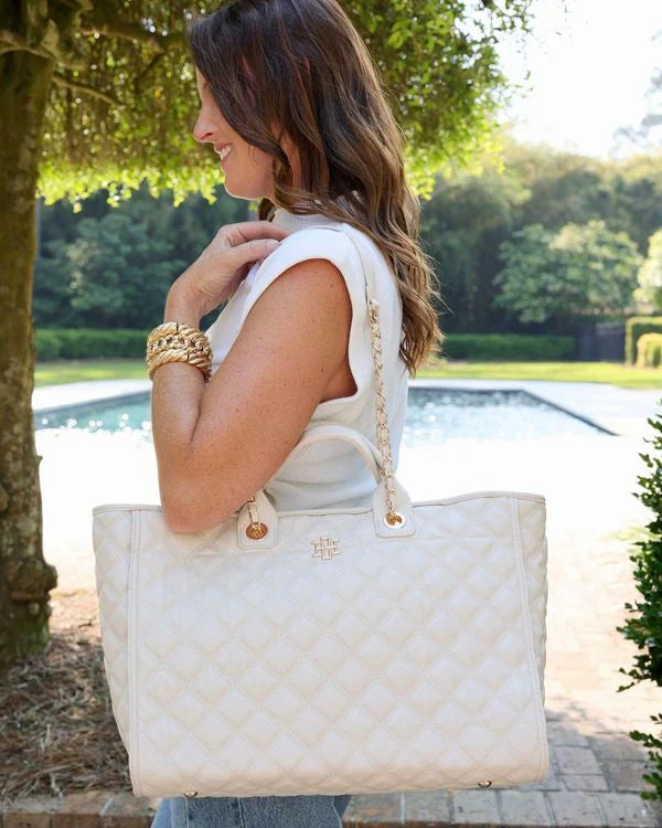 Melissa Tote Bag | Cream Quilted DQ