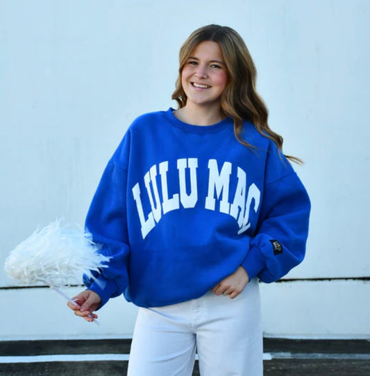 LULU MAC - Mono royal blue/white Crewneck