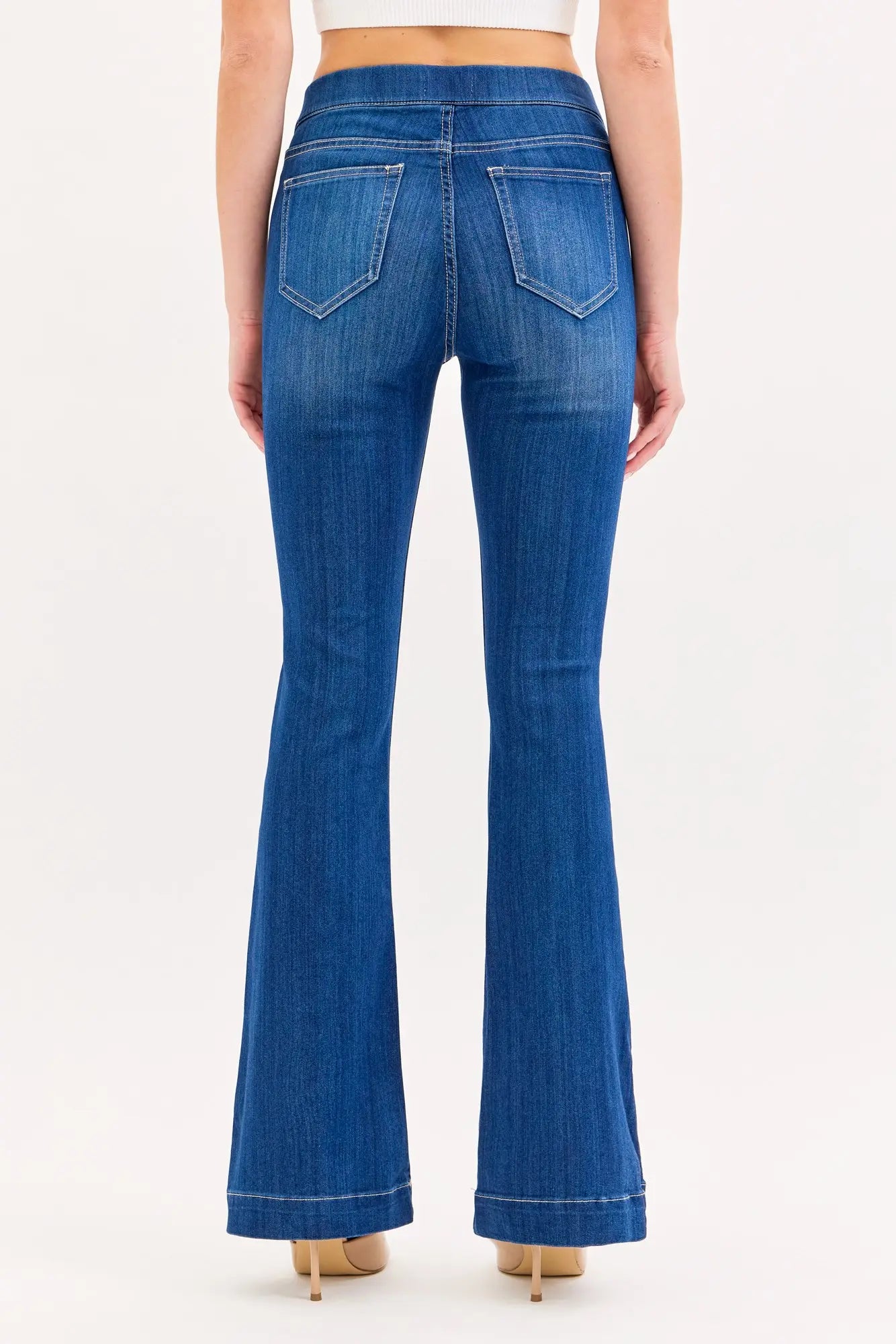cello dark wash regular length mid rise flare jeggings