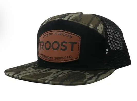 Roost Camo 7 Panel Black Mesh Hat