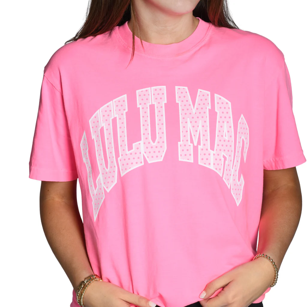 LULU MAC-Polka Dot Neon Pink Tee