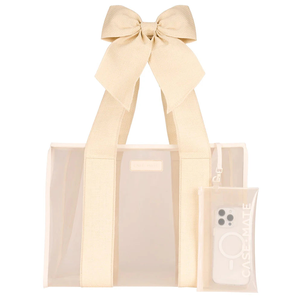 Casemate jelly tote bag raffia bow