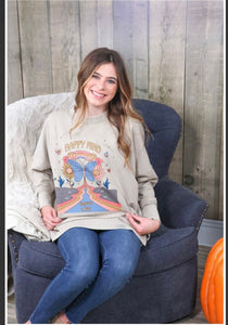 Simply southern distressed pull on happy sweater