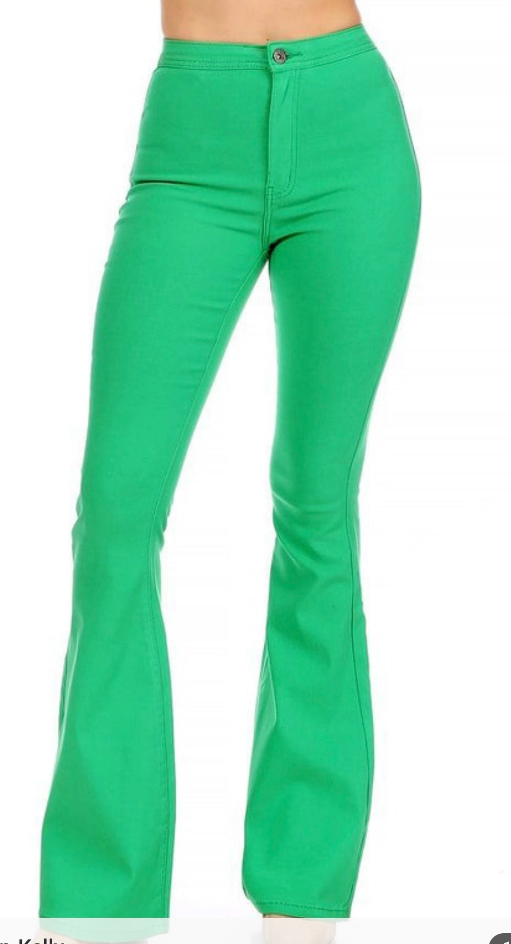 Kelly green super stretch bell bottom pants