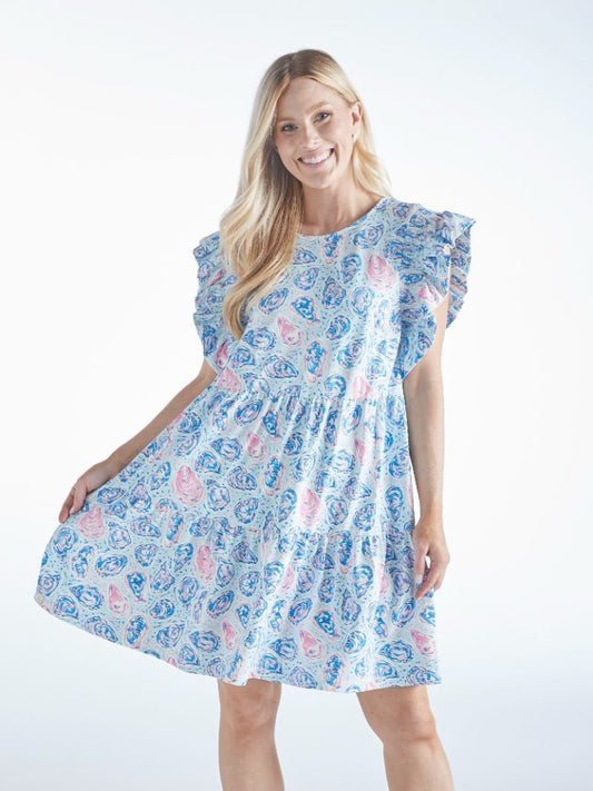 Simply Southern oyster ruffle sleeve dress