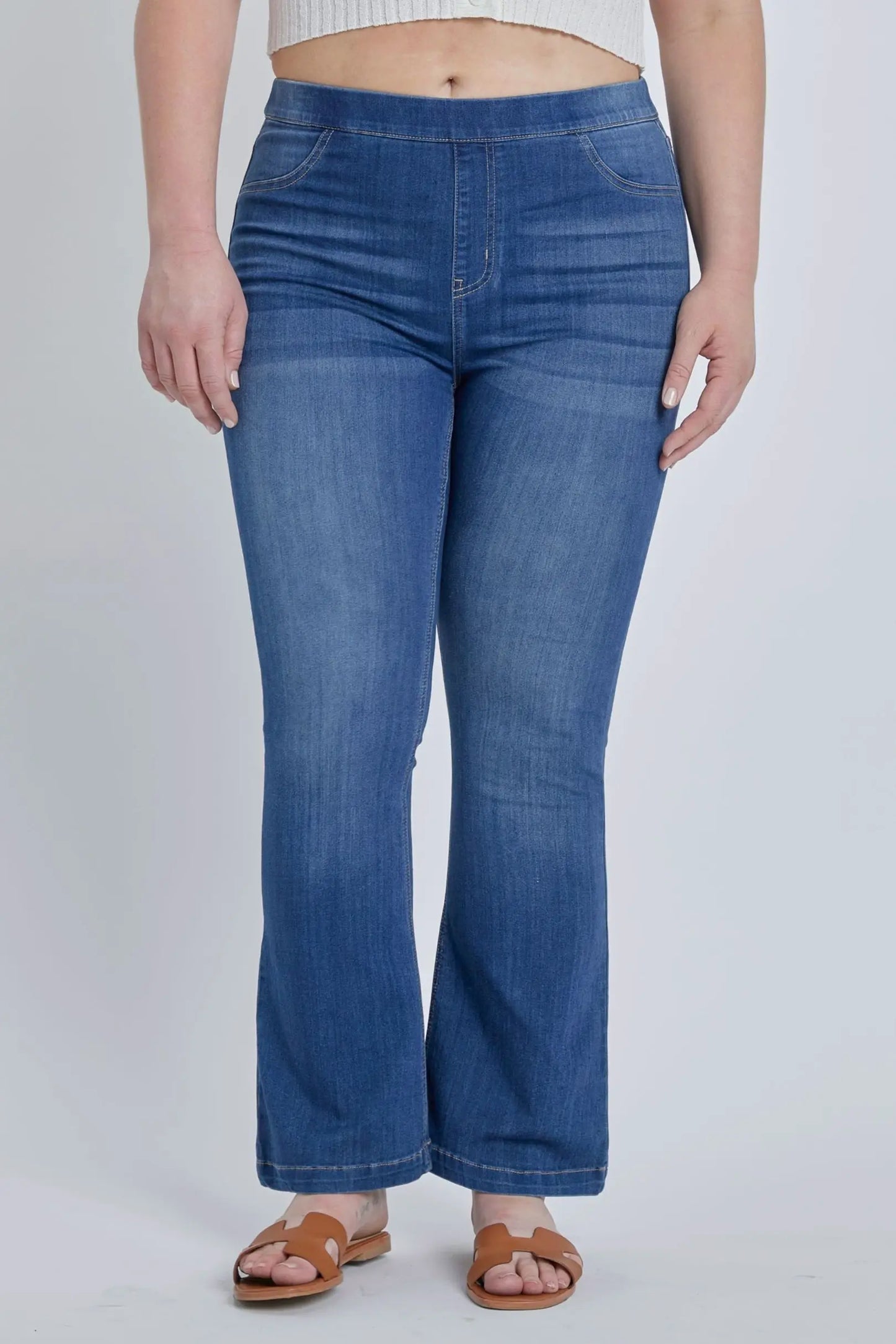 Curvy 30” Inseam Mid-rise Flare Jegging | Dark Denim