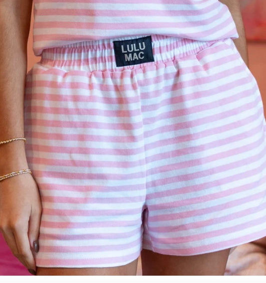 LULU Mac pink stripe shorts