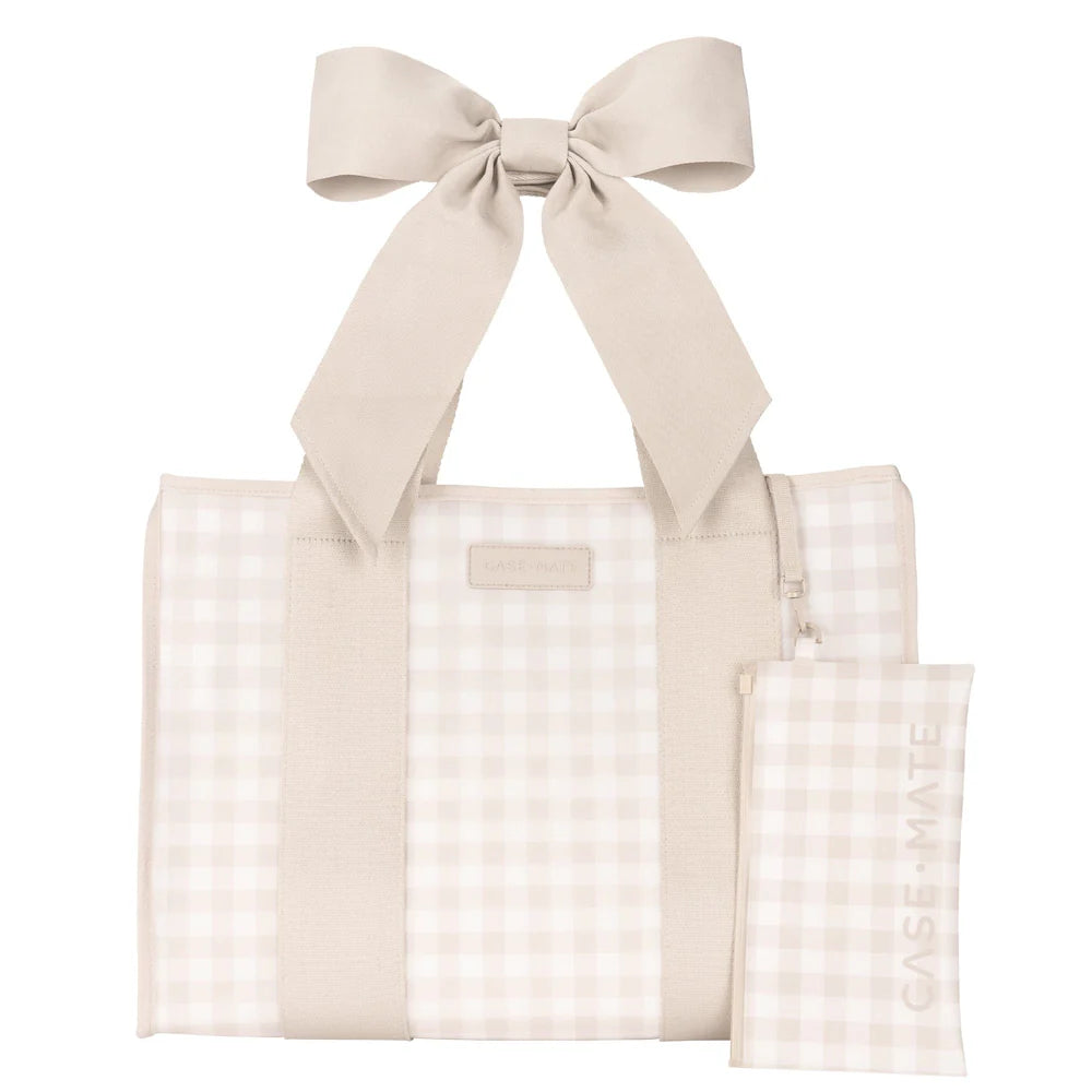 Casemate jelly tote bag latte gingham bow