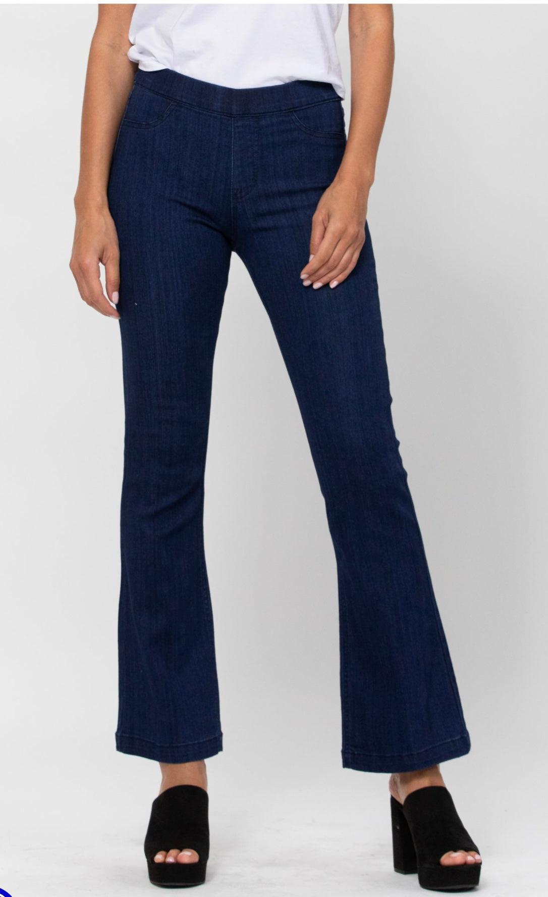 Cello Mid Rise Pull On Petite Jeans in dark denim