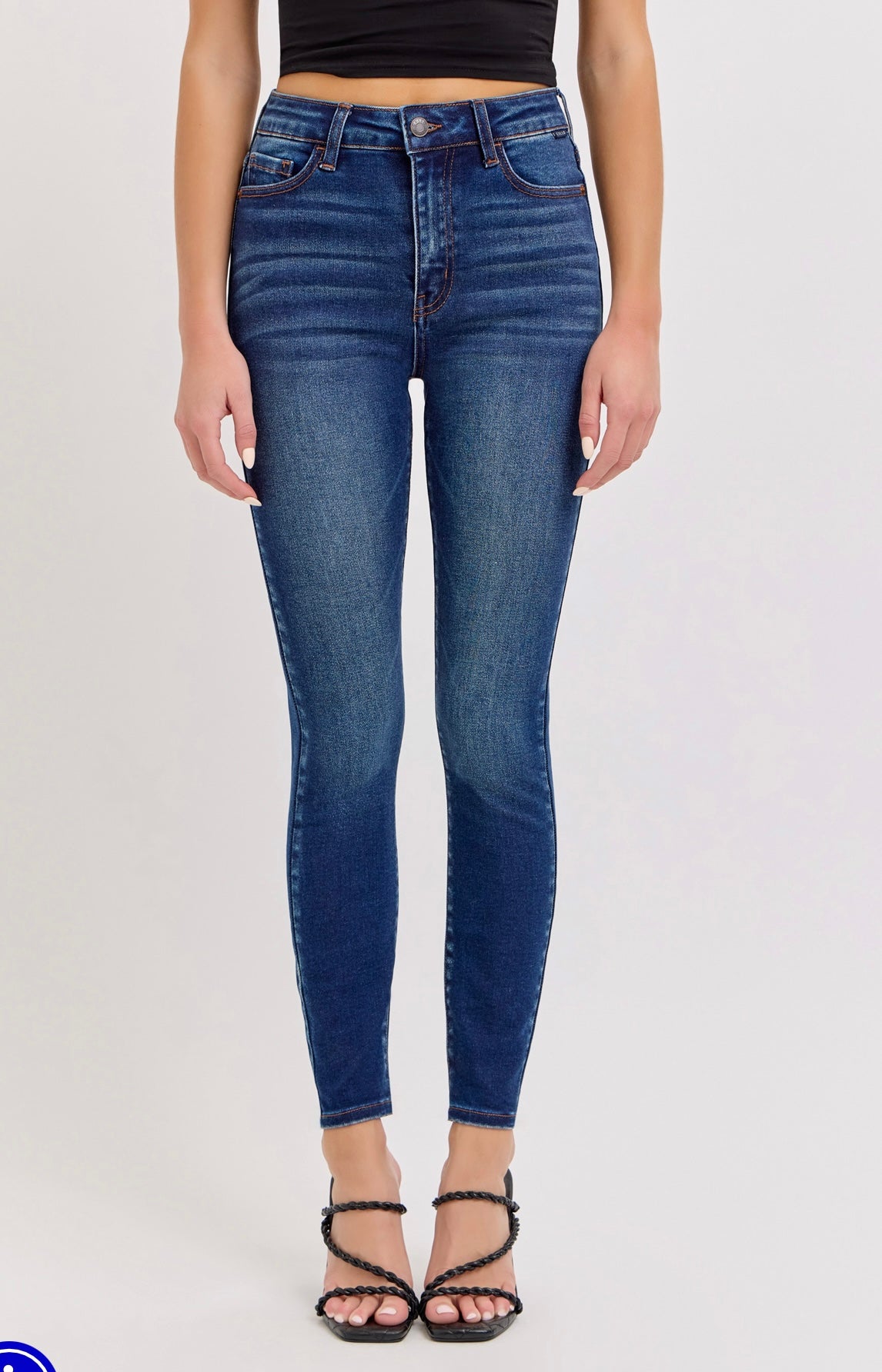 Cello high rise ankle skinny jeans in dark denim