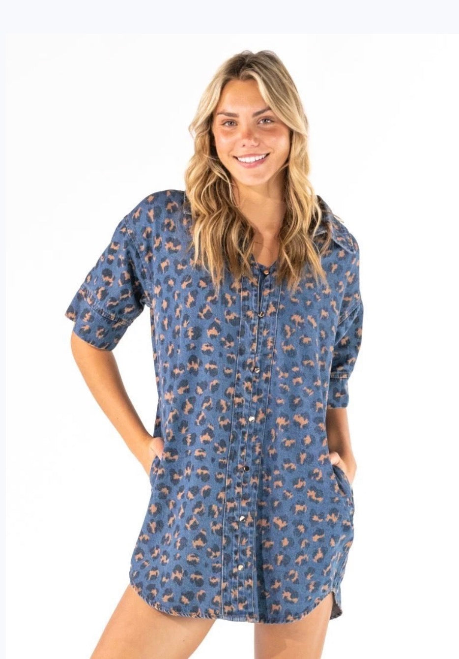 The Leopard Print Denim Dress