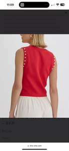 Solid round neck sleeveless cropped top featuring pearl detail