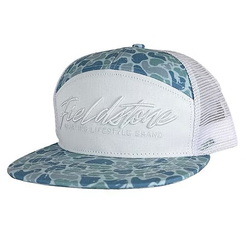 7 Panel Blue Backwoods Script Hat